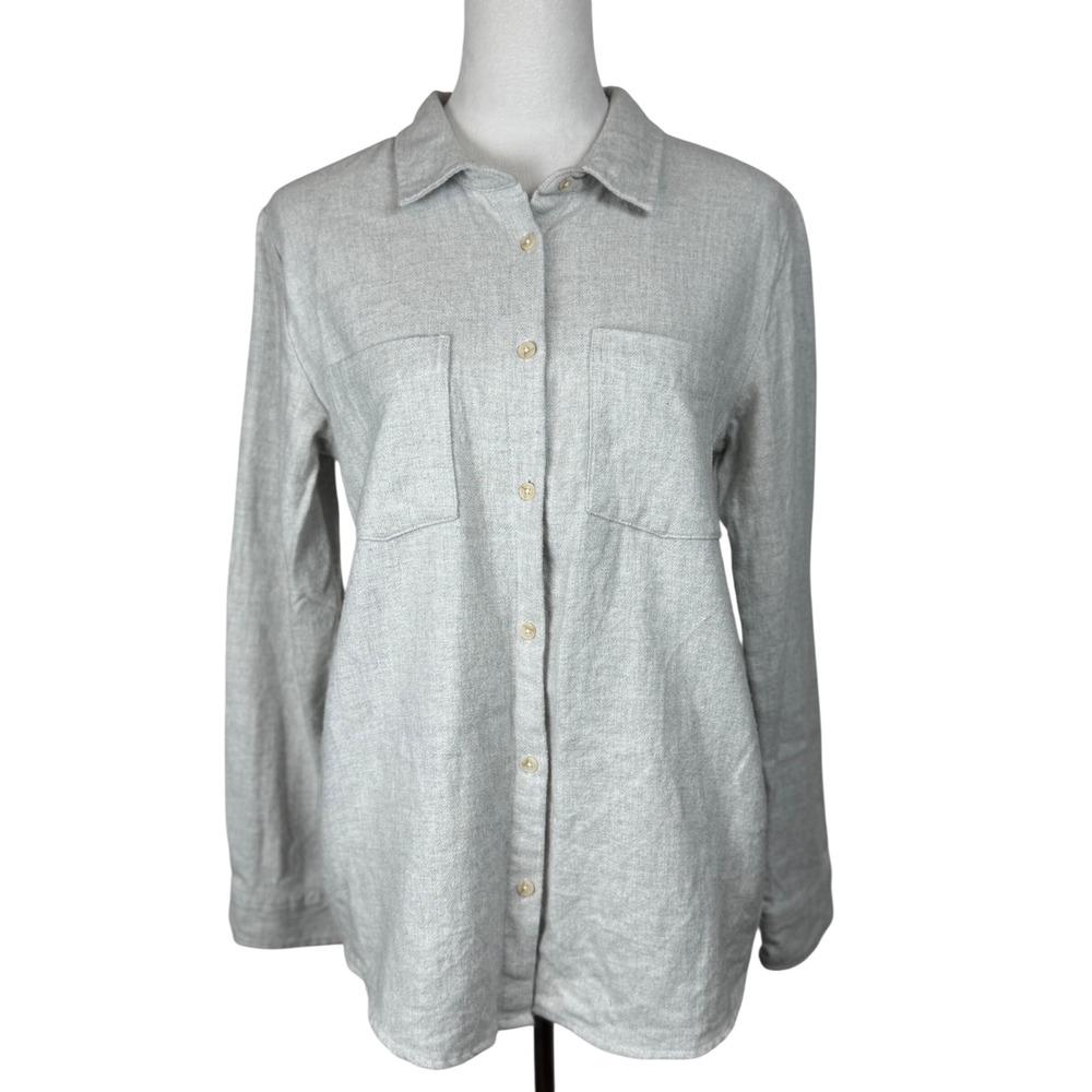 Weekend Los Angeles Women Cotton Shacket M Ivory Heather Button Down T7475CFW